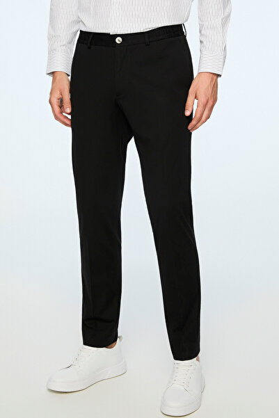 Morven Men's Black Rayon Trend Straight Slim Fit Trousers