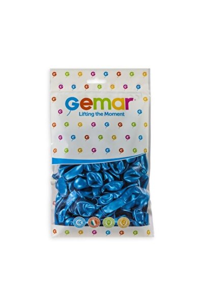 Gemar Set de 100 baloane din latex, AM50, Albastru metalic