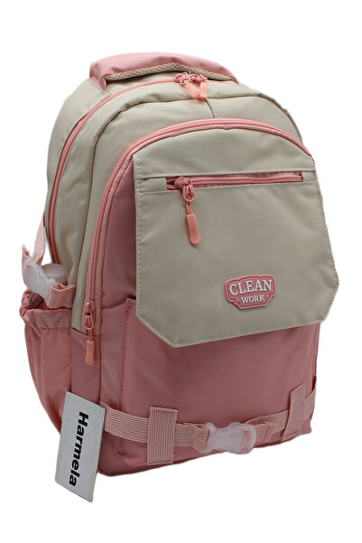 Harmela Multi-Compartment Beige-Powder School Backpack Unisex School Bag 26011