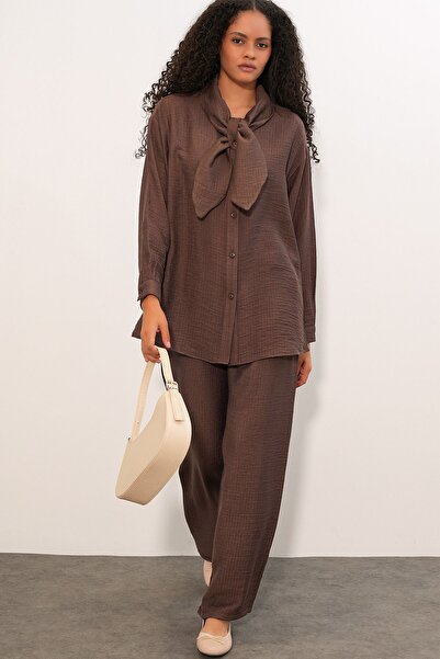 Hiccup Bdart Textured Shirt and Wide-Legged Pants Set