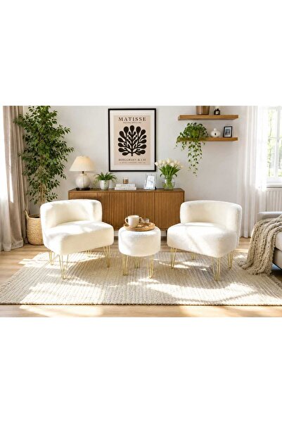 BEYLERBEYİ ÇAY SETİ İKİLİ KOLTUK BERJER VE PUF TAKIMI (SALON, BALKON, OFİS) 3...