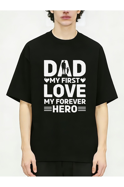 BASEPULSE تيشيرتات رجالية من Dad First Love My Forever Hero برقبة دائرية وأكم...