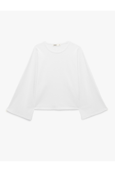 Koton Cotton Long Wide Sleeve Crew Neck Oversize T-Shirt