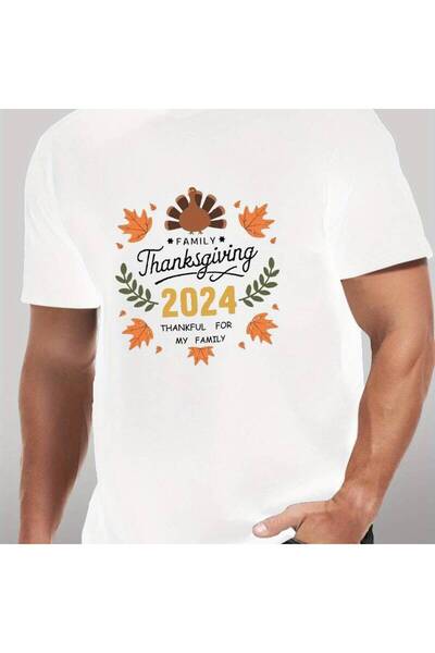 23 nisan تي شيرت صيفي بأكمام قصيرة للرجال من 2024 Family Thanksgiving