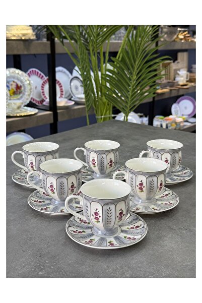 Doğudeko Marinette 6 Lı Porselen Çay Fincan Takımı Gray