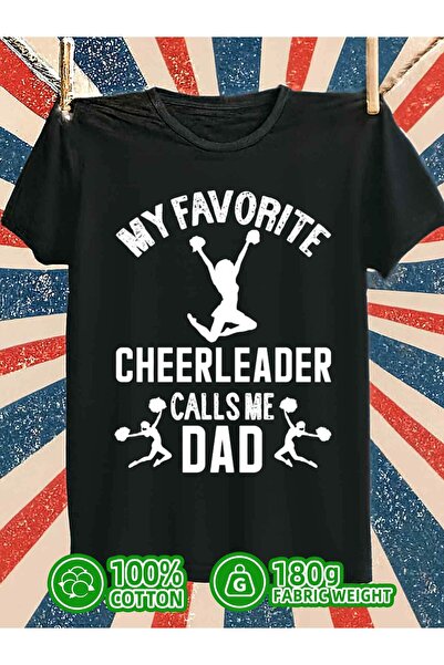 BASEPULSE Favorite Cheer Dad T-Shirts | Men'S 180G 100% Black Graphic T-Shirt...