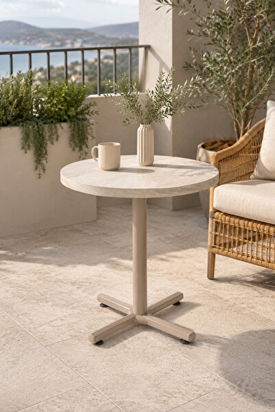VİLİNZE Payas Metal Ayak Mutfak Bahçe Balkon Bistro ve Cafe Masası 70x70 Cm