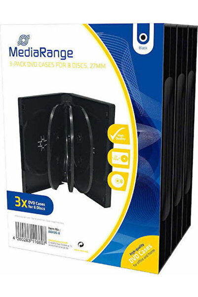 MediaRange Θήκη DVD με 8 θέσεις, Μαύρη, 3 τεμάχια