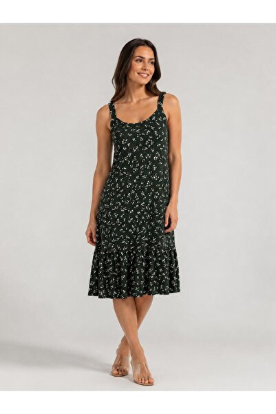 SENTEX Wide-Strap Ruffled Women's Dress