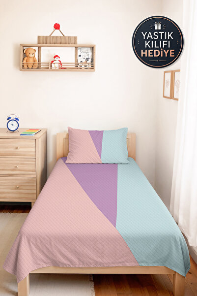 Evimde Bambaşka Pastel Geometric Girl's Pique Set-Modern Pink Blue Lilac Baby...
