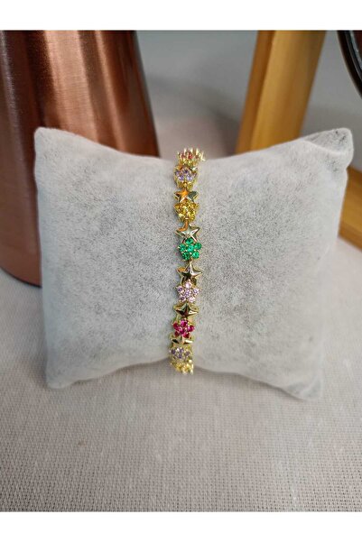 CM Jewelry YILDIZLI GÖKKUŞAĞI ÇELİK BİLEKLİK ALTIN GÖRÜNÜM (KADIN TAKI&AKSESUAR)