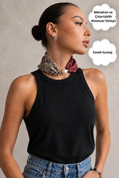 The Champ Clothing Women's Leopard Pearl Magnet Scarf with Accessories Athlet...