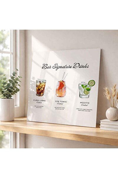 arslart Kokteyl Tarifleri Cam Görünümlü Pleksi Tablo – Bar Signature Drinks M...