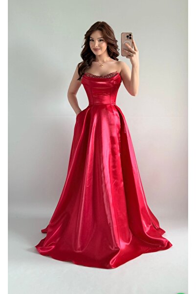 ayşenur Dinçer butik Aurora Abiye Kırmızı