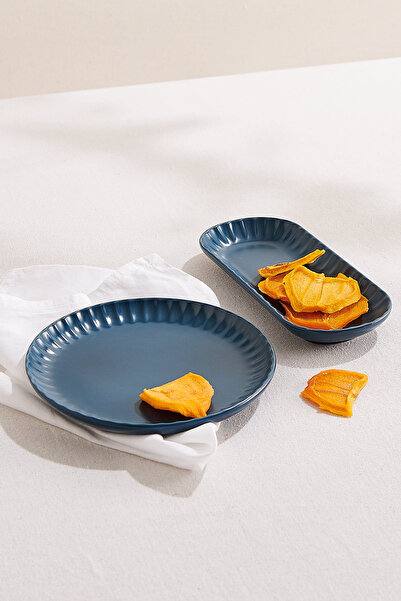 Paşabahçe Soft Ceramic Serving Plate Blue, Serving Plate, 1 Piece