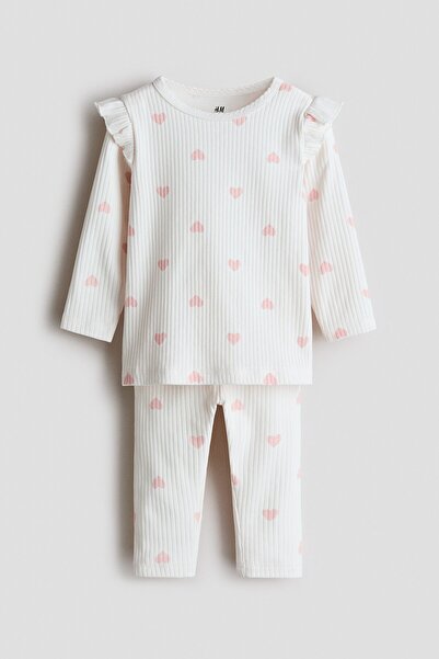H&M 2 Parçalı Pamuklu ve Ribanalı Set