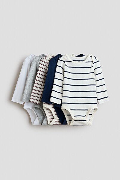 H&M 5'li Pamuklu Zarf Yaka Body