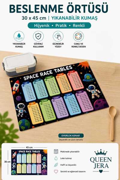 Queen Jera Educational Multiplication Table Lunch Mat for School - Washable F...