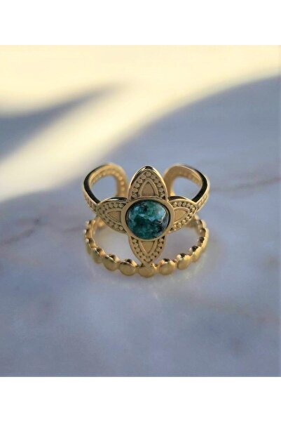 Handmade Ατσάλινο δαχτυλίδι με σμαράγδι