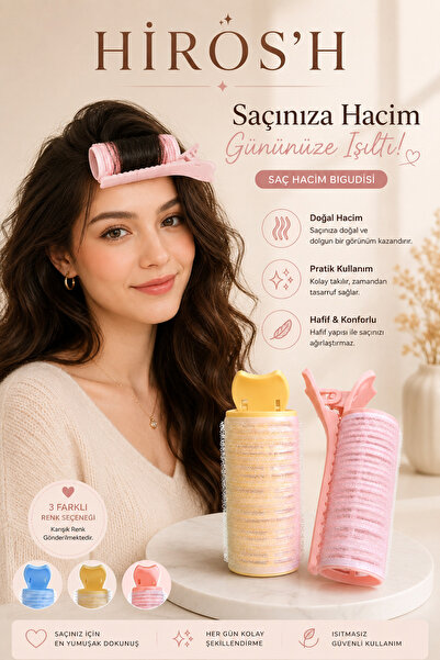HİROS'H 2Pcs Thick New Korean Hair Volume Roller Clip Hair Root Clip Self-Adh...