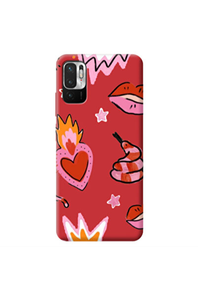 Other Xiaomi Redmi Note 10 Pro 5G Snake heart Red Colored Silicone TPU Θήκη