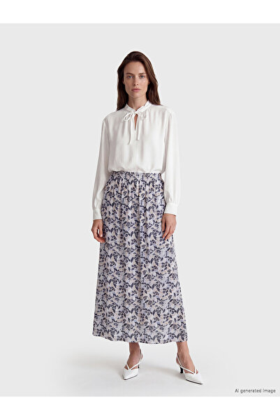 LC Waikiki Vizyon New Season Patterned Belmando Flared Skirt with Elastic Waist