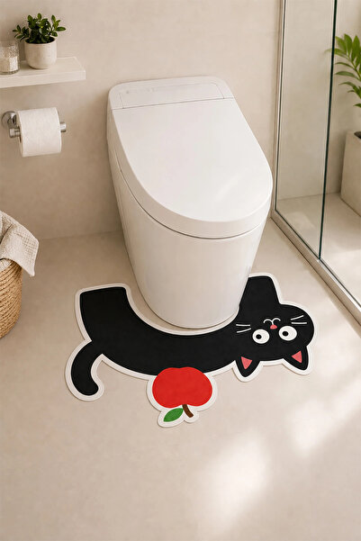 Valerine Life Toilet Mat Set Bathroom Rug Apple Cat Waterproof Non-Slip Washa...