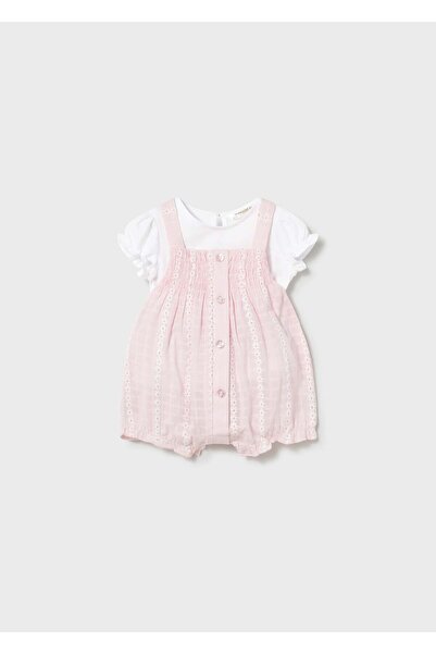 MAYORAL Yenidoğan Kız Bebek Tulum Ve Tshirt Set Pembe