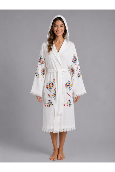EMİLLİE 100% Cotton Muslin Bathrobe Geo – Breathable, Ultra-Light, Quick-Dry ...