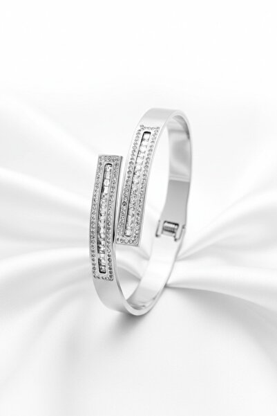 Lorivelle Women's Stainless Steel Bracelet Tarnish Resistant Baguette Zircon ...
