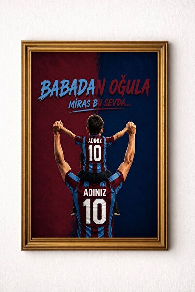 buzz.designs Kişiye Özel Baba Oğul Bordo Mavi Taraftar Tablosu (Çerçeve Seçen...