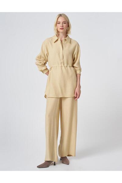 Kayra Waist Drawstring Lyocell Double Set Light Yellow