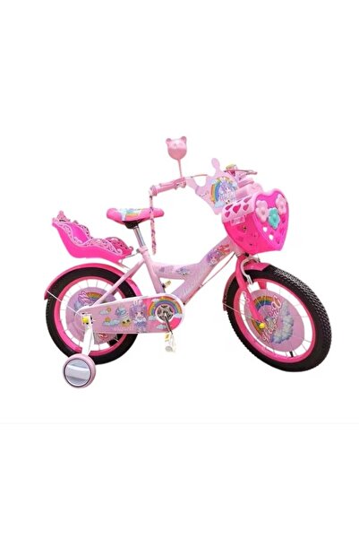 L-Sun Bicicleta de 16 inch pentru fete cu roti ajutatoare si cos pentru papus...