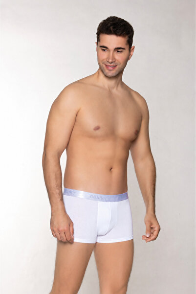 DOWRY Men's Modal Boxer Logo Elastic Short White E671