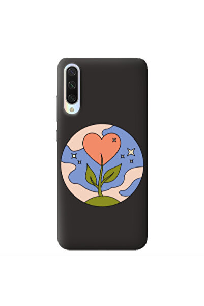 Other Xiaomi Mi 9 Lite Hearted Flower Black Colored Silicone TPU Θήκη
