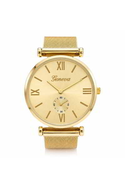 Watch Ceas de mana, barbatesc, bratara milaneza, Casual, Geneva, Auriu, CB89
