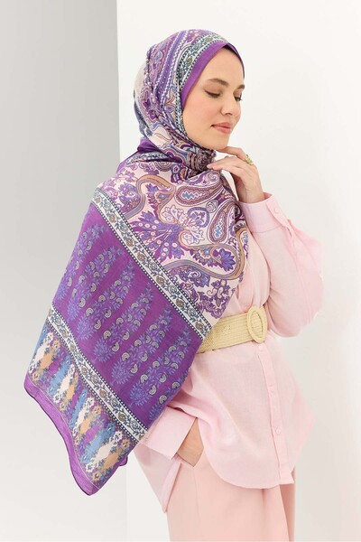Silk Home شال تينسل مونار بوهيمي أرجواني