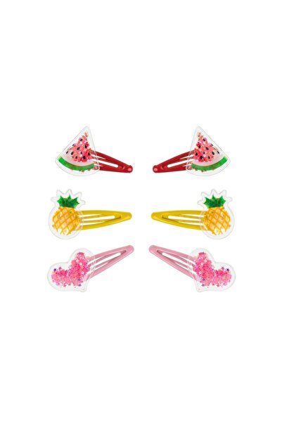 OEM Set 6 buc clame de păr pentru fete cu inimi, ananas, pepene, verde, look ...