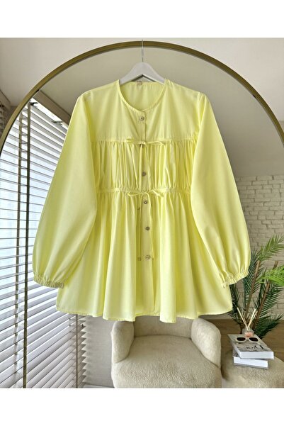 KEVRA Drawstring Bow Detail Tunic Blouse Premium Comfortable Fit