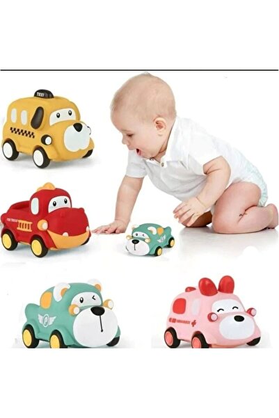 Funny Party Shop Set 4 Masinute Moi din Silicon pentru Bebelusi, Jucarii Mont...