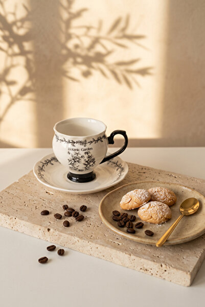Sevinse Home Elise 2-Person Porcelain Coffee Cup Set 90 ml |   Vintage Botani...