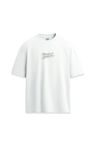 Darkia Michael Jackson Signature Minimal Design Relax Fit White T-Shirt