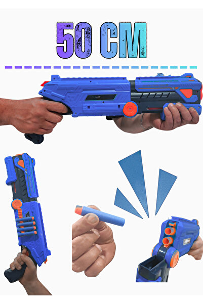 Boratila Toys 50 CM Büyük Boy Sünger Mermi Atan Oyuncak Silah Tabanca - Güven...