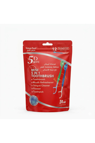 5D Five-D Dental Cleaner and Oral Freshener Toothbrush with Dental Floss - 12...