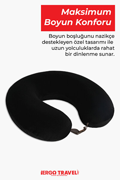 ergo travel Wellfort Ortopedik Seyahat Yastığı Visco Boyun Destekli Seyahat Yastığı - Siyah