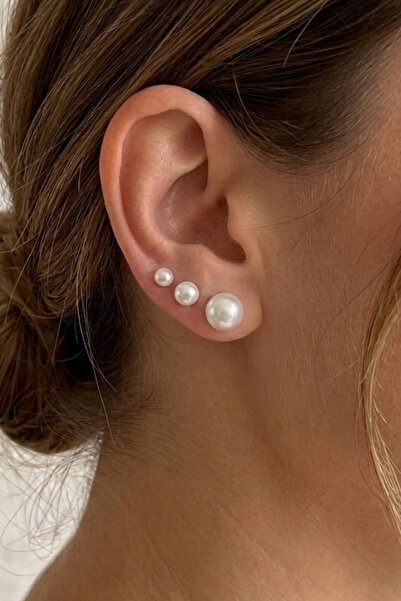 Elika Silver 6 Pairs Pearl Earring Set