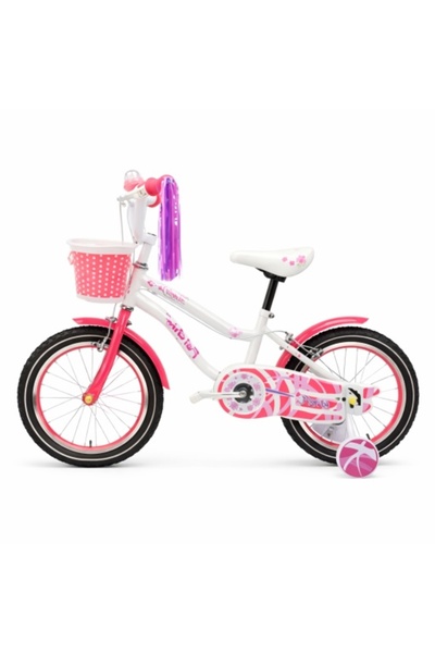 E-ANAMAG Bicicletă pentru copii 12 inch-A, Albă cu apărătoare de noroi și coș...