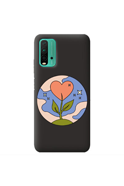 Other Xiaomi Poco M3 Hearted Flower Black Colored Silicone TPU Θήκη