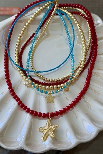 Trendy Butik Coral Breeze - Multi Starfish Necklace