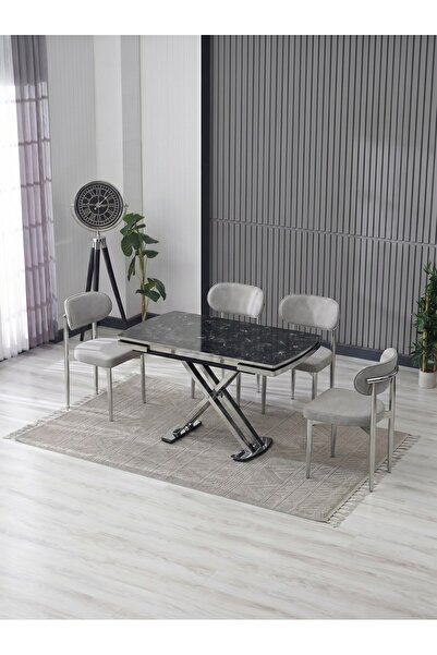 JoyMassa VENOXA 70X110 MDF MASA / 4 POLO SANDALYELİ MASA TAKIMI